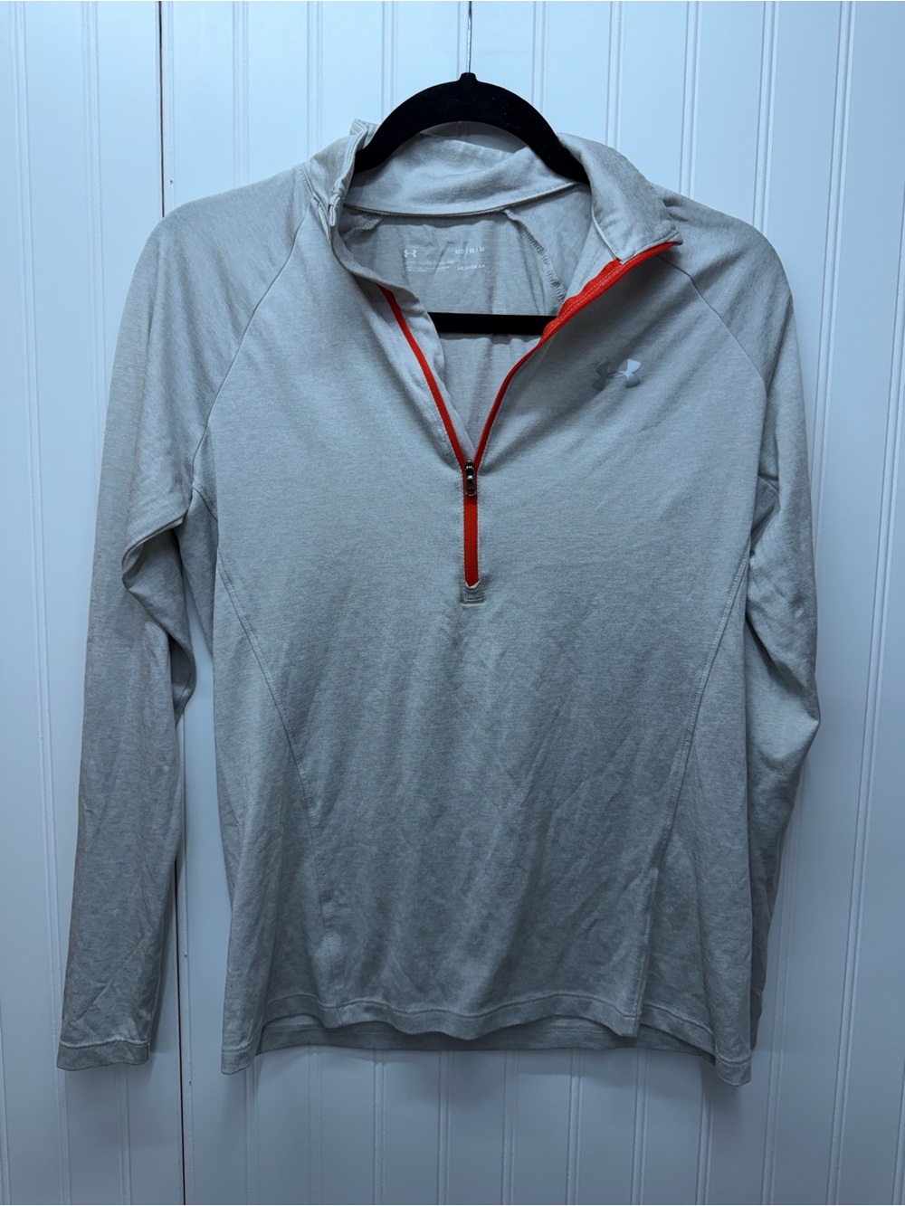 Under Armour Light Gray Quarter-Zip Pullover with Orange Trim